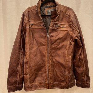 Buckle Athletic Fit Leather Jacket